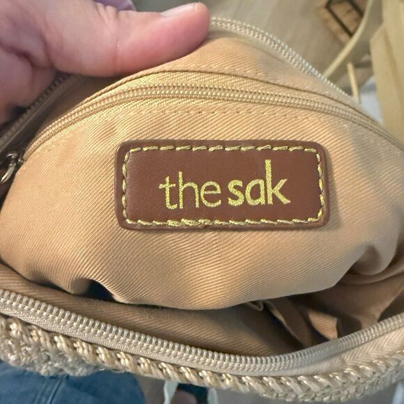 The Sak Neutral Crochet Crossbody Bag – Boho Woven Purse, EUC, Adjustable Strap - Picture 4 of 5